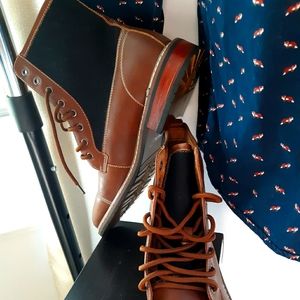 POLAR FOX tall combat boot w/contrasting textures